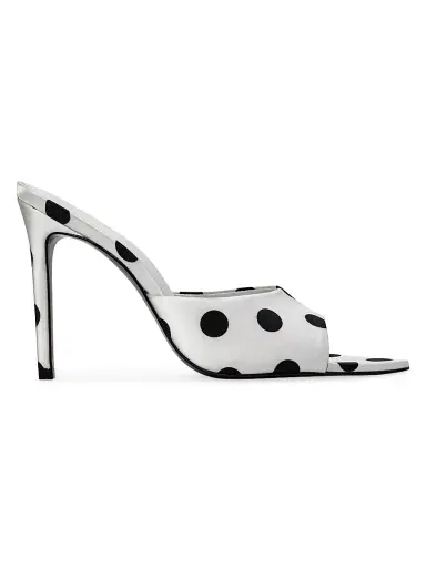 Black Suede Studio Women's Bella 100MM Polka Dot Mule Heels | Thumbnail 1 Black Suede Studio Women's Bella 100MM Polka Dot Mule Heels | Thumbnail 1