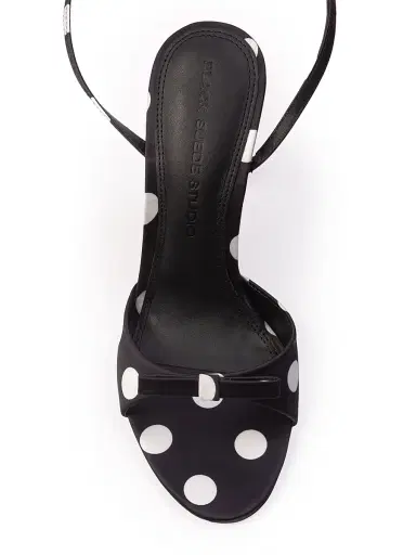 Black Suede Studio Women's Albie 100MM Polka Dot Sandals - Black Polka Dot Satin | Thumbnail 4