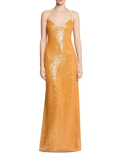 Halston Women's Glora Sequined V-Neck Gown - Medallion - Size 10 | Thumbnail 2