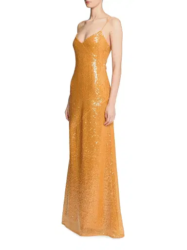Halston Women's Glora Sequined V-Neck Gown - Medallion - Size 10 | Thumbnail 4