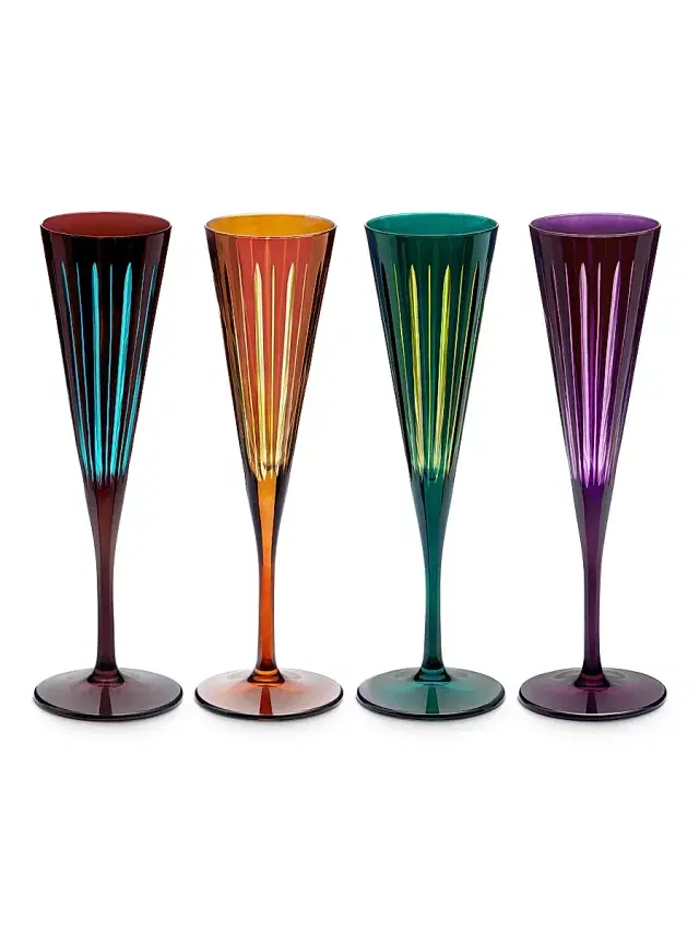Prism 4-Piece Glass Champagne Flute Set