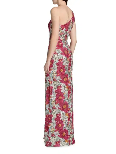 Rene Ruiz Collection Women's One-Shoulder Sequin-Embellished Column Gown - Red Multi - Size 14 | Thumbnail 5