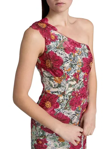 Rene Ruiz Collection Women's One-Shoulder Sequin-Embellished Column Gown - Red Multi - Size 14 | Thumbnail 6