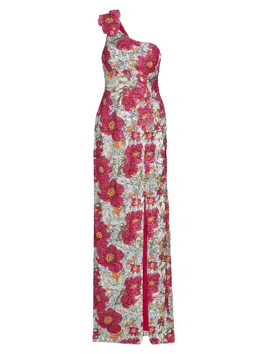 Rene Ruiz Collection Women's One-Shoulder Sequin-Embellished Column Gown - Red Multi - Size 14 | Thumbnail 1