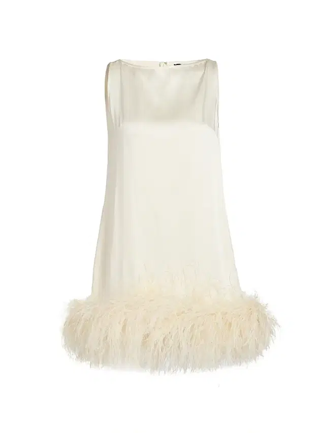 LaPointe Women's Satin Feather-Hem Shift Minidress - Cream