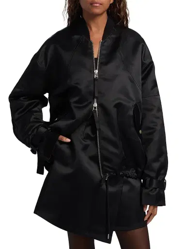 Co Women's Raglan Sleeve Sports Bomber Jacket - Black - Size XL | Thumbnail 3