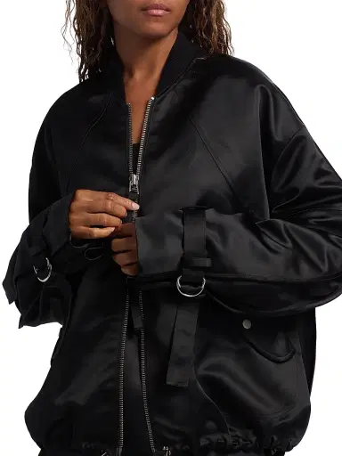 Co Women's Raglan Sleeve Sports Bomber Jacket - Black - Size XL | Thumbnail 6