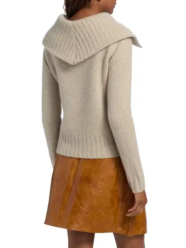 Co Women's Wide Ribbed-Collared Cashmere Sweater - Beige Melange - Size XL | Thumbnail 5 Co Women's Wide Ribbed-Collared Cashmere Sweater - Beige Melange - Size XL | Thumbnail 5