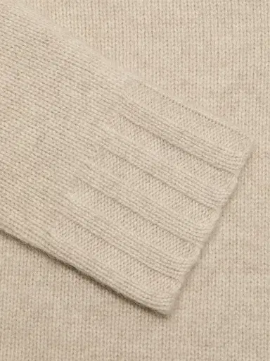 Co Women's Wide Ribbed-Collared Cashmere Sweater - Beige Melange - Size XL | Thumbnail 7 Co Women's Wide Ribbed-Collared Cashmere Sweater - Beige Melange - Size XL | Thumbnail 7