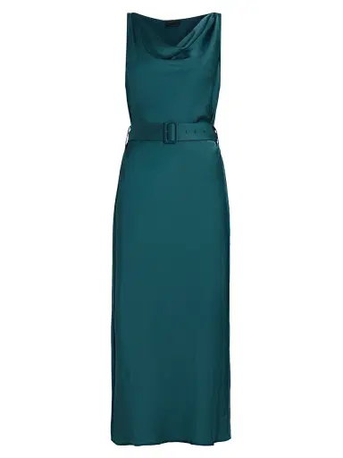 Lapointe Women's Satin Cowlneck Belted Midi-Dress - Dark Teal - Size 4 | Thumbnail 1