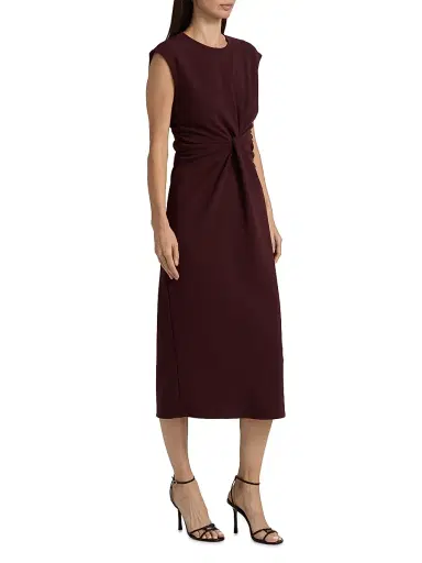 TANYA TAYLOR Women's Kimberly Scuba Twist Midi-Dress - Deep Plum - Size 00 | Thumbnail 4