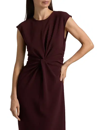TANYA TAYLOR Women's Kimberly Scuba Twist Midi-Dress - Deep Plum - Size 00 | Thumbnail 6