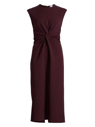TANYA TAYLOR Women's Kimberly Scuba Twist Midi-Dress - Deep Plum - Size 00 | Thumbnail 1