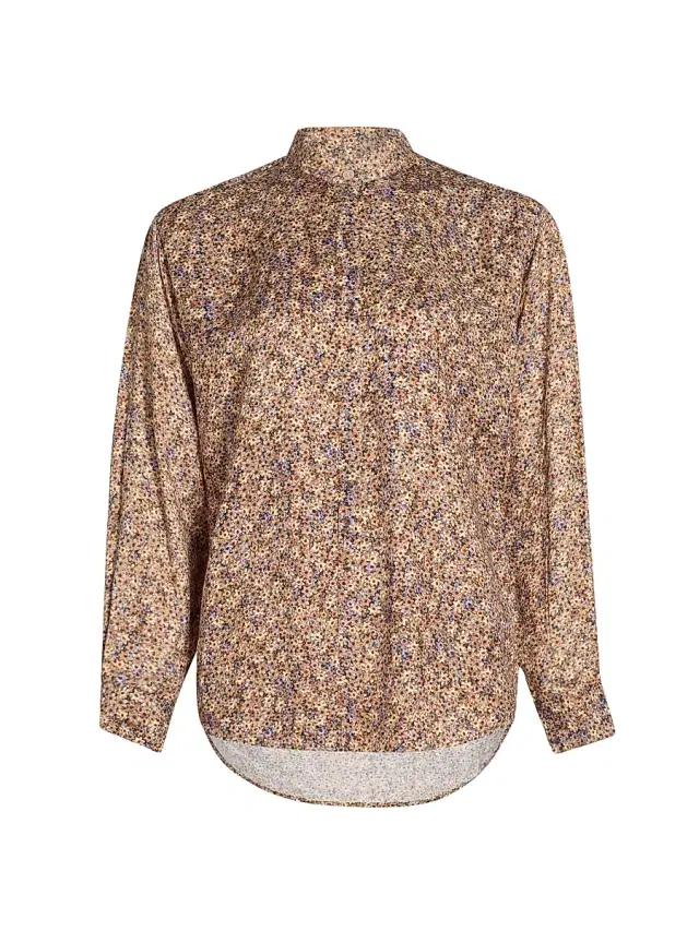 Isabel Marant Women's Harlow Floral Silk-Blend Shirt - Ochre