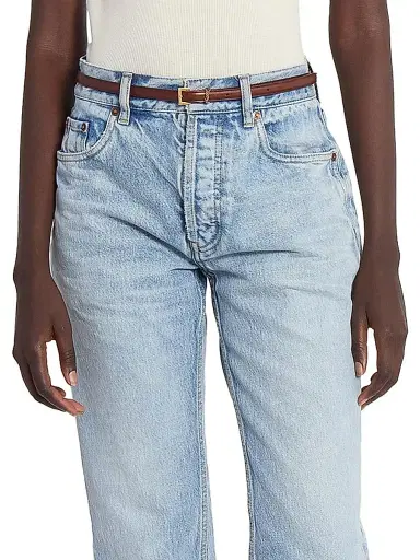 Saint Laurent Women's Cassandre Extra Thin Belt in Aged Leather - Dark Wet Clay | Thumbnail 2 Saint Laurent Women's Cassandre Extra Thin Belt in Aged Leather - Dark Wet Clay | Thumbnail 2