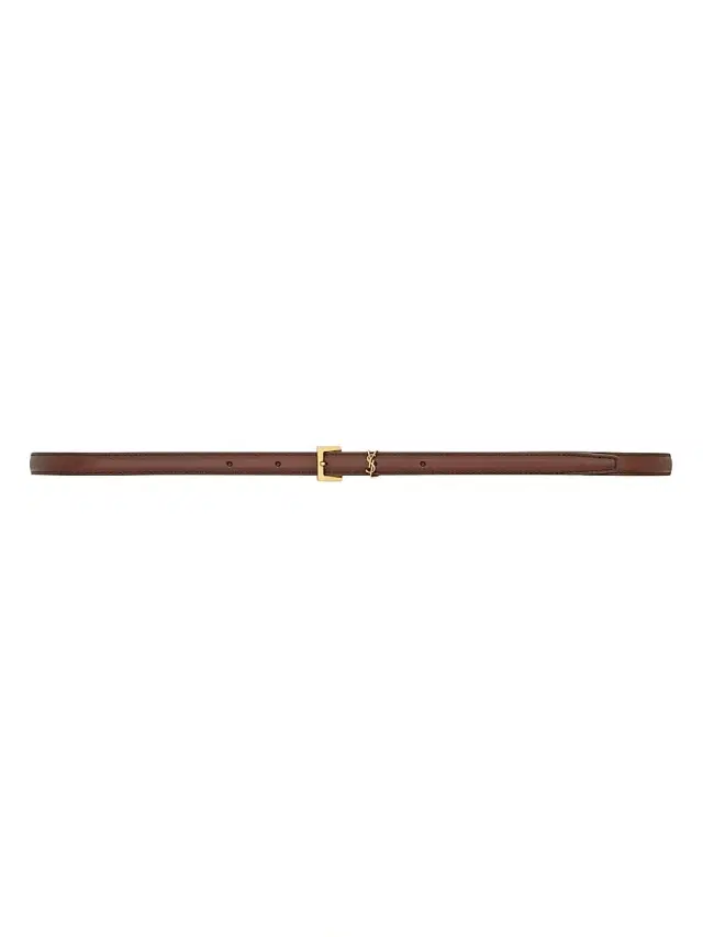 Women's Cassandre Extra Thin Belt in Aged Leather - Dark Wet Clay