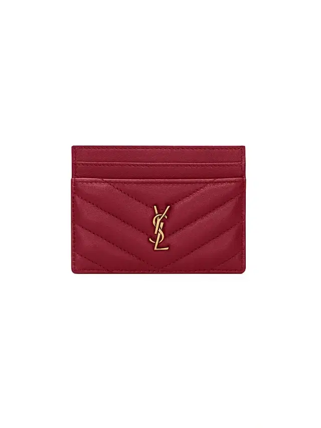Saint Laurent Women's Cassandre Card Case in Lambskin Leather - Deeply Red
