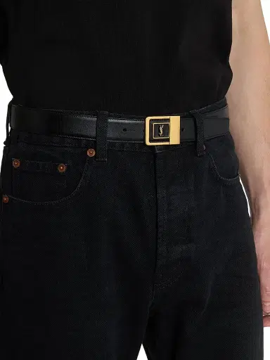 Saint Laurent Men's La 66 Belt in Smooth Leather - Black - Size 34 | Thumbnail 2 Saint Laurent Men's La 66 Belt in Smooth Leather - Black - Size 34 | Thumbnail 2
