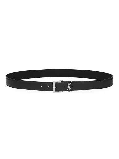 Saint Laurent Men's Cassandre Vadim Belt in Smooth Leather - Black - Size 36 | Thumbnail 4 Saint Laurent Men's Cassandre Vadim Belt in Smooth Leather - Black - Size 36 | Thumbnail 4