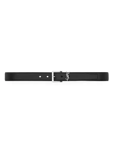 Saint Laurent Men's Cassandre Vadim Belt in Smooth Leather - Black - Size 36 | Thumbnail 1 Saint Laurent Men's Cassandre Vadim Belt in Smooth Leather - Black - Size 36 | Thumbnail 1