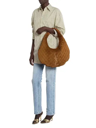 Saint Laurent Women's Icare Hobo Bag in Quilted Suede | Thumbnail 2