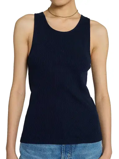 Saint Laurent Women's Cassandre Tank Top in Ribbed Cotton Jersey | Thumbnail 6 Saint Laurent Women's Cassandre Tank Top in Ribbed Cotton Jersey | Thumbnail 6