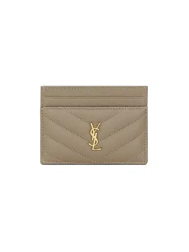 Saint Laurent Women's Cassandre Card Case in Grain De Poudre Leather | Thumbnail 1