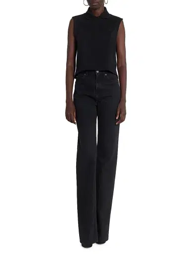 Saint Laurent Women's Cassandre Polo Shirt in Piquÿ - Black | Thumbnail 6 Saint Laurent Women's Cassandre Polo Shirt in Piquÿ - Black | Thumbnail 6