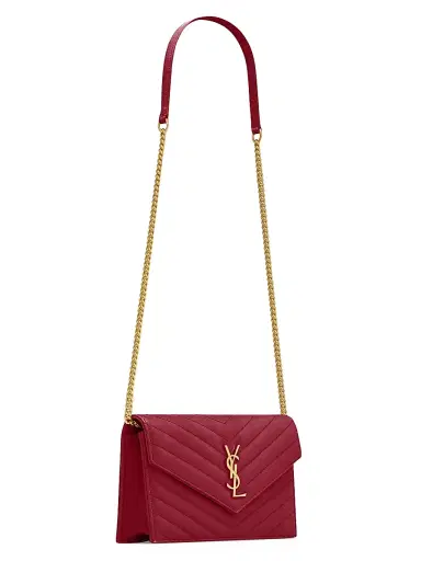 Saint Laurent Women's Cassandre Envelope Chain Wallet in Lambskin Leather | Thumbnail 2 Saint Laurent Women's Cassandre Envelope Chain Wallet in Lambskin Leather | Thumbnail 2