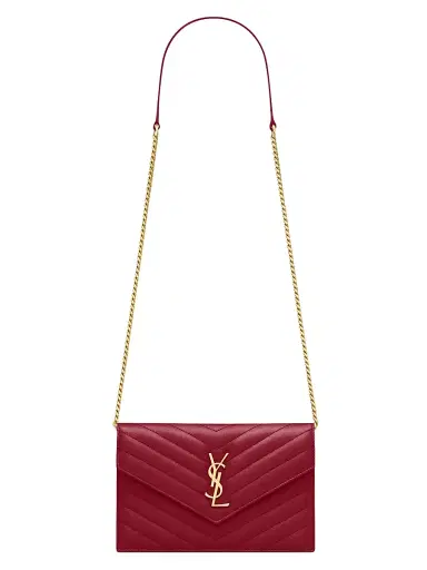Saint Laurent Women's Cassandre Envelope Chain Wallet in Lambskin Leather | Thumbnail 1 Saint Laurent Women's Cassandre Envelope Chain Wallet in Lambskin Leather | Thumbnail 1