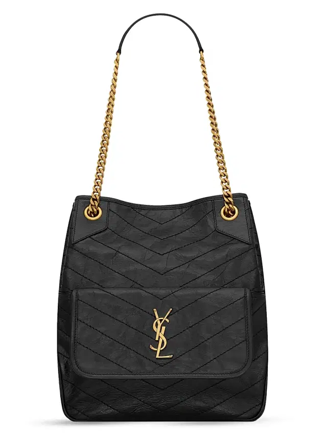 Saint Laurent Women's Niki  Shopping in Vintage Leather - Black