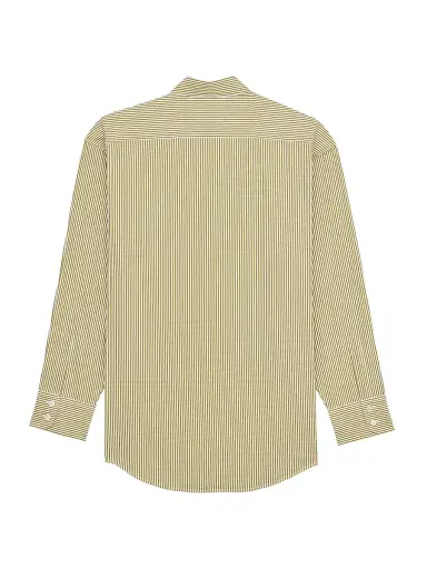 Saint Laurent Women's Cassandre Shirt in Striped Cotton Poplin - Khaki | Thumbnail 3 Saint Laurent Women's Cassandre Shirt in Striped Cotton Poplin - Khaki | Thumbnail 3