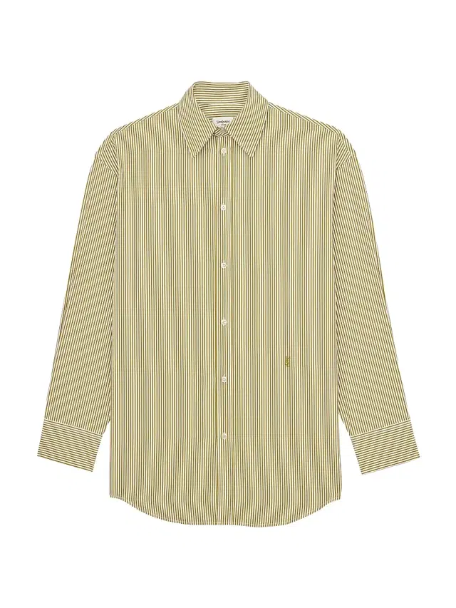 Women's Cassandre Shirt in Striped Cotton Poplin - Khaki