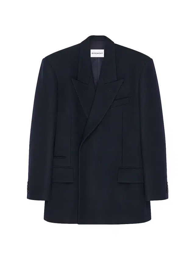 Men's Deconstructed Peaked Lapel Jacket in Wool - Dark Navy