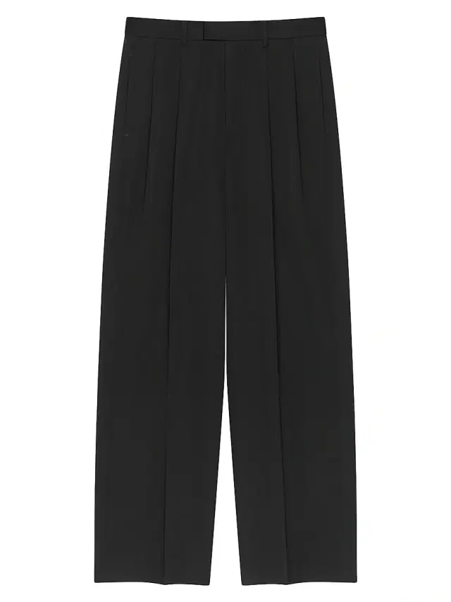 Men's Double Pleated Trousers in Wool - Black