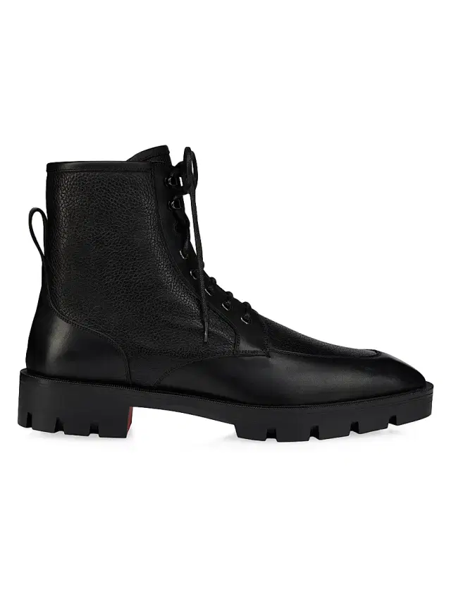 Christian Louboutin Men's Caracolo Lion Leather Boots - Black
