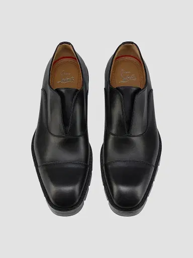 Christian Louboutin Men's Alpha Lion Leather Oxfords - Black - Size 12.5 | Thumbnail 4