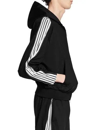Balenciaga Women's Loop Sports Icon Zipped Zip-Up Hoodie - Black White - Size Large | Thumbnail 5