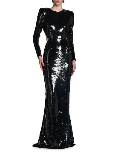 Stella McCartney Women's Sequin Open-Back Gown - Black - Size 10 | Thumbnail 3