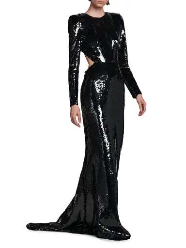 Stella McCartney Women's Sequin Open-Back Gown - Black - Size 10 | Thumbnail 4