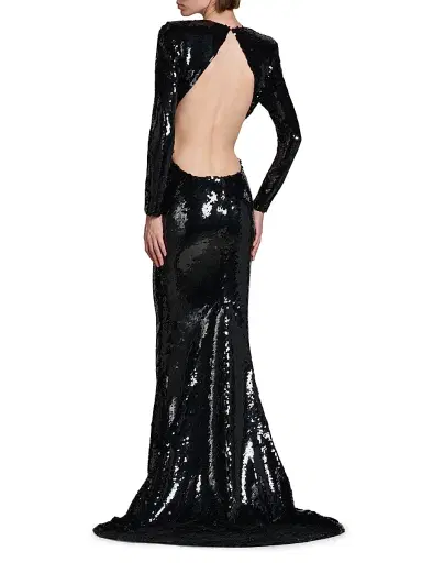 Stella McCartney Women's Sequin Open-Back Gown - Black - Size 10 | Thumbnail 5