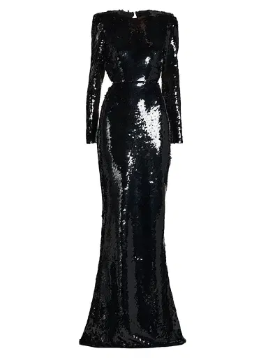 Stella McCartney Women's Sequin Open-Back Gown - Black - Size 10 | Thumbnail 1