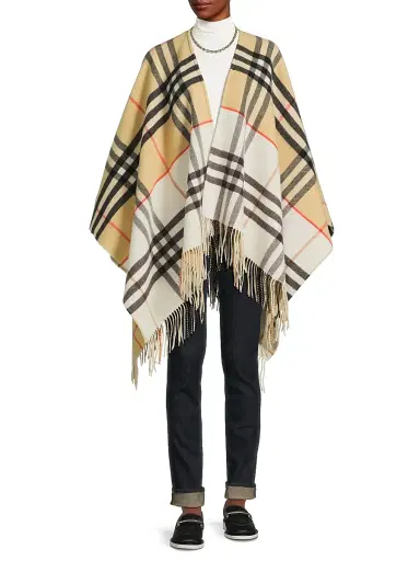 Burberry Women's Check Double-Faced Cashmere-Wool Cape | Thumbnail 2