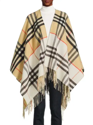 Burberry Women's Check Double-Faced Cashmere-Wool Cape | Thumbnail 3