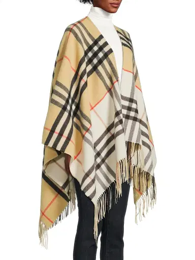 Burberry Women's Check Double-Faced Cashmere-Wool Cape | Thumbnail 4