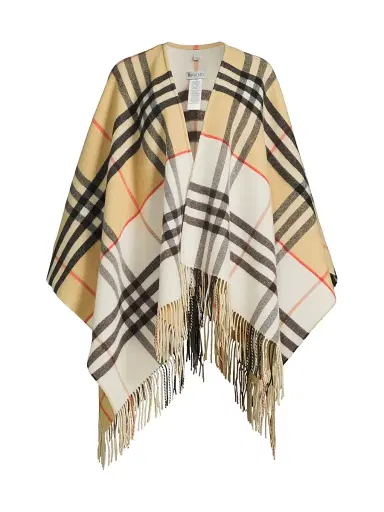 Burberry Women's Check Double-Faced Cashmere-Wool Cape | Thumbnail 1