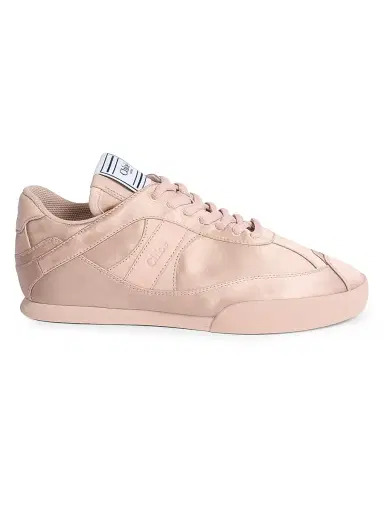 Chloé Women's Kick Logo Satin Low-Top Sneakers - Ballet Pink | Thumbnail 1 Chloé Women's Kick Logo Satin Low-Top Sneakers - Ballet Pink | Thumbnail 1