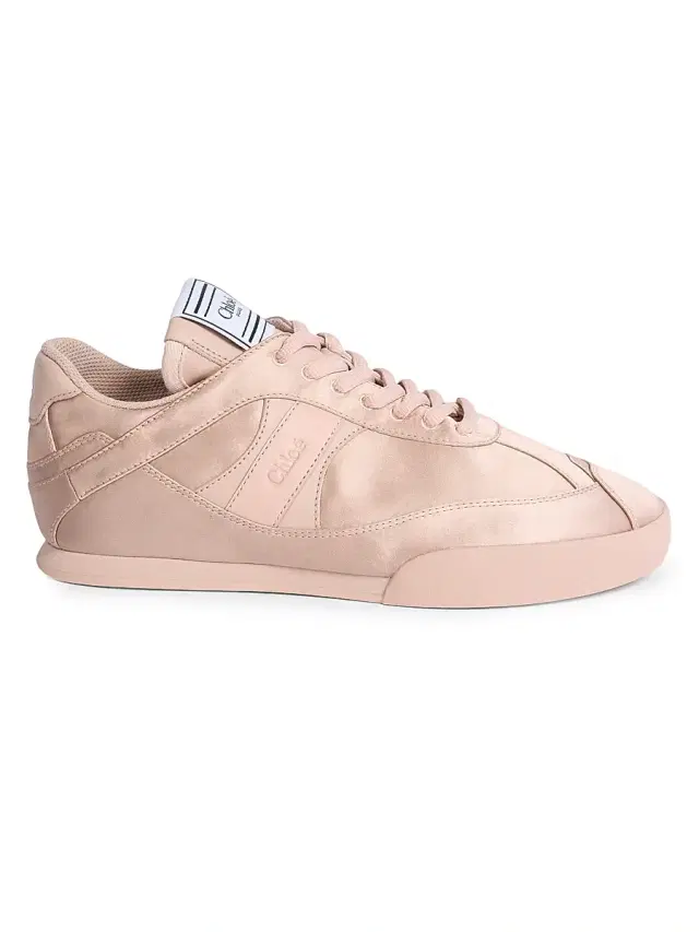 Women's Kick Logo Satin Low-Top Sneakers - Ballet Pink