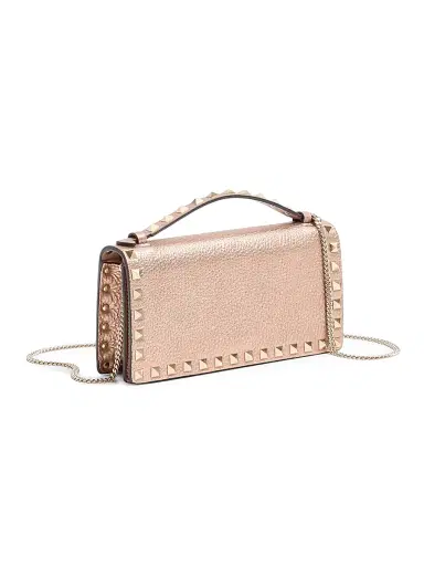Valentino Garavani Women's Rockstud Laminated Grainy Calfskin Wallet with Chain | Thumbnail 2 Valentino Garavani Women's Rockstud Laminated Grainy Calfskin Wallet with Chain | Thumbnail 2