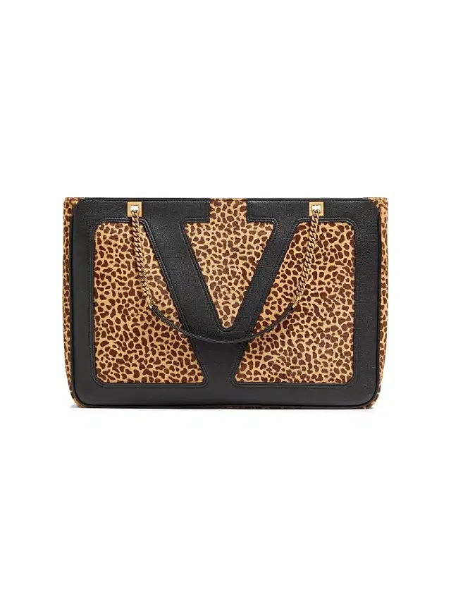 Valentino Garavani Women's Viva Superstar  Shopping Bag in Calfskin with Pony Effect - Animal Print